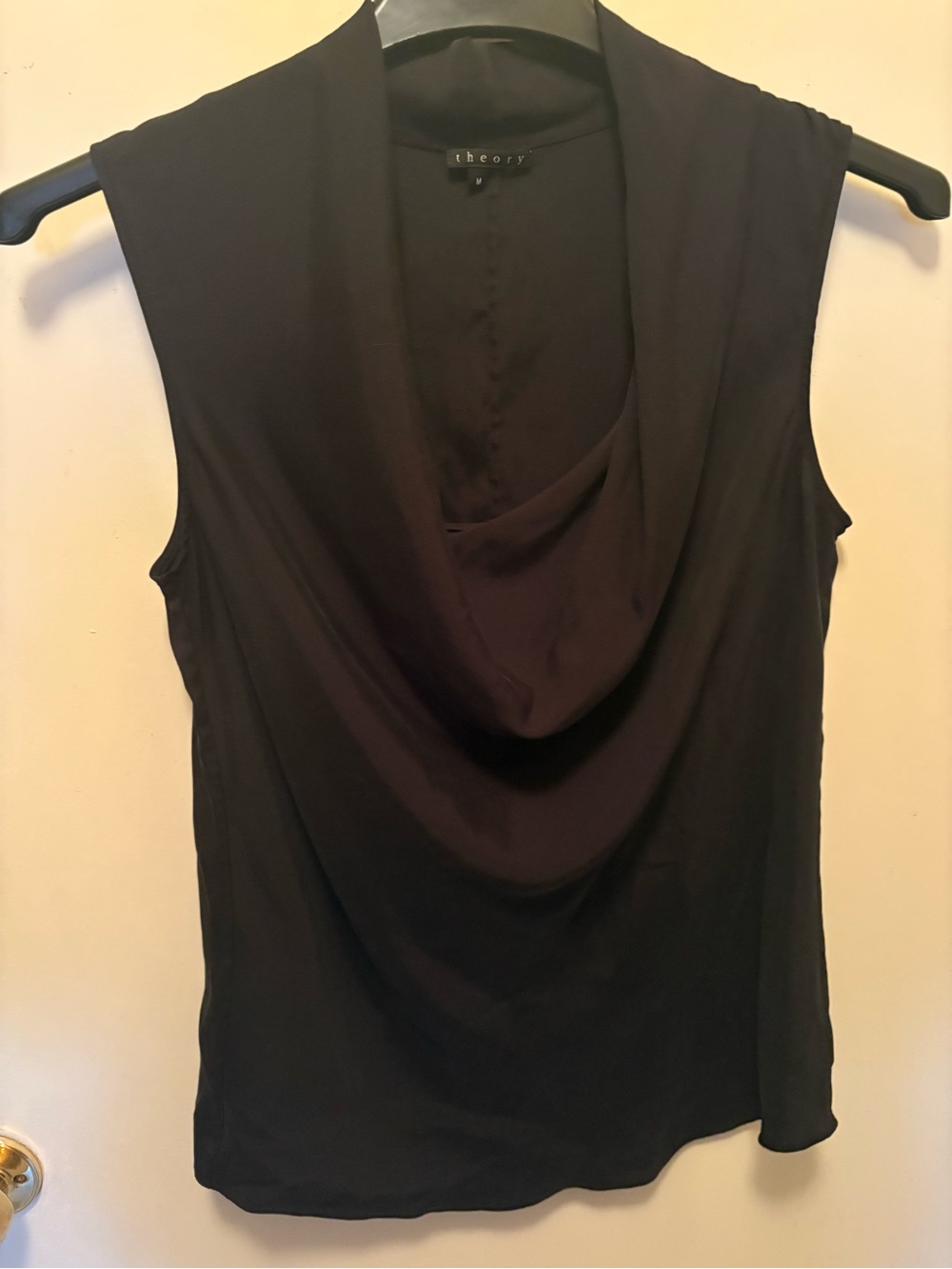 Theory Black Draped Cowl Neck Sleeveless Tank